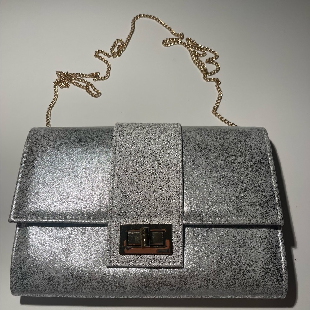 Silver Clutch with Chain